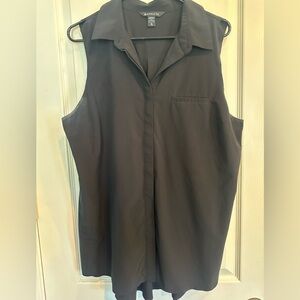 Black Athleta Sleeveless Button-Up Polo Blouse, size XL